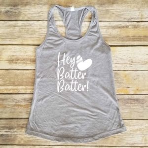 ⚾ Hey Batter Batter, Heart Baseball grey tank top